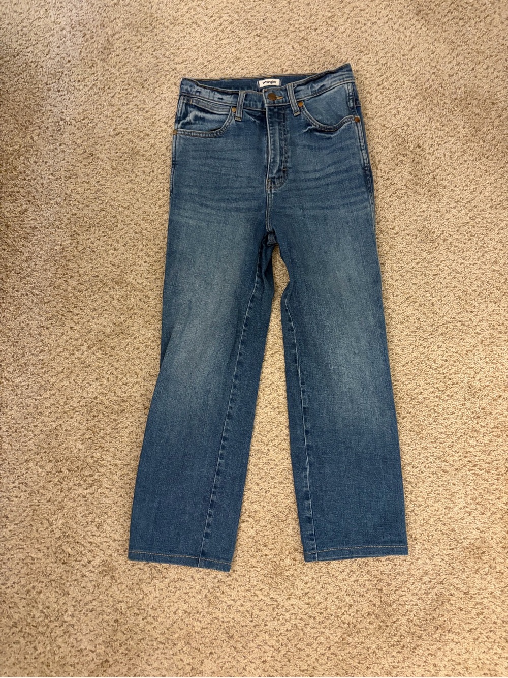 Wrangler Women's Straight-Leg Jeans in Medium Wash Blue